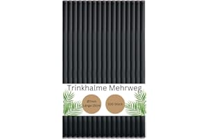 DeinPack 100 Mehrweg-Trinkhalme aus Kunststoff - Ø7mm Länge 150mm - Nachhaltig & Wiederverwendbar - Ideal für Cocktails & Drinks - schwarze Strohhalme in Premium PP-Qualität