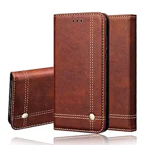 XORB Dual-Loop Flip Cover Case for RealMe GT Neo 2 | Premium Leather | Inner TPU | Foldable Stand | Wallet Card Slots [Deep Brown]