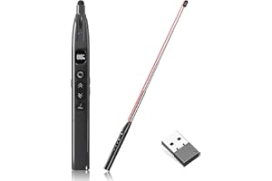 L.STARRYISLAND Presenter - 2,4 Ghz Usb PräSentator Mit 3-Stufigem Rotlicht-Laser | Ausziehbarer Zeigestab | 199-Minuten Countdown Timer | Kompatibel Mit Windows/Mac/Linux & Powerpoint/Keynote/Google Slides (schwarz)
