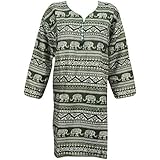 Mogul Interior Womens Animal Printed Kurta Tunic Summer Dress (Dark Green-1)