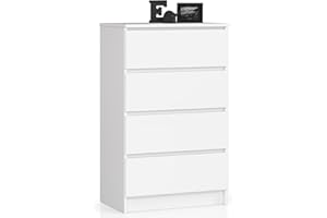 AKORD | Cassettiera K60 a 4 Cassetti | Credenza Alta | Moderna Mobiletto per Soggiorno Sala da Pranzo Camera da Letto Corridoio Bagno | Armadio Cameretta | 60x99x40 cm | Bianco/Rovere Sonoma