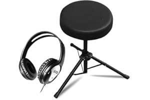 Carlsbro CSS3 Adjustable Folding Drum Stool Padded Throne Guitar Seat with Practice Headphones