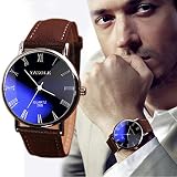 Herren Armbanduhr,Sunday Mens Wristwatch neue Business Uhren Retro Design Lederband Analog Legierung Quarz Armbanduhr Armband 24CM Analoge Uhr-Uhren der Mode-Luxus-Kunstleder-Männer (Braun)