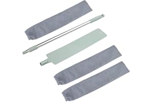 BangShou Plumeau Poussière Telescopique, Plumeaux Extensible Microfibre avec 3 Chiffons Lavables, Poignée Ajustable 40-137 cm, Tête Rotative Pliable pour Plafond, Meubles