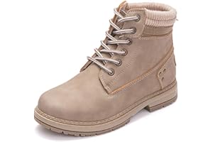 NEOKER Botas Nieve Mujer Invierno Calentar Piel Forro Botines Retro Snow Boots Cordones Zapatillas Planas Ankle Boots Negro Caqui Gris Rosa 36-43