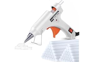 Lumous Rola Hot Glue Gun, 20W UK Plug Mini Heats Up Glue Gun for Crafts with Glue Sticks 50Pcs, Hobby, Craft, Home Repairs, Fabric, Wood, Glass, Card, ON-Off Switch for DIY Arts (White)