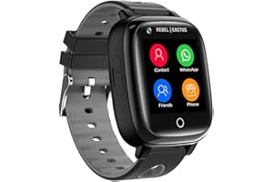 Rebel Cactus Kinder Smartwatch Schwarz – GPS & Telefonfunktion – 4G Uhr mit Kamera, Nachrichten, Musik, Schulmodus & Sicherheitszonen – Wasserdicht (IP67) – Ohne Vertragsbindung