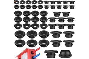 DURONGE 50 Piezas Arandelas de Goma, Negro Pasacables de Goma, Impermeable Tapones de Goma ID 10 mm 12 mm 14 mm, Pasacables Tapones de Goma para Proteger Cables, Enchufes, Agujeros de Cables