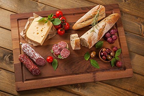 Gourmet Chopping Boards, Large Serving Plate Made Of Walnut Wood, Measures 19.7 x 13.8 x 0.9 in.