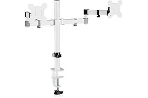 Bracwiser Dual Monitor Mount, Double Monitor Arm for 13-32 inch LCD LED Screens, Tilt Swivel Rotation Height Adjustable PC Monitor Arm Desk Mount up to 10kg VESA 75/100mm Monitor Stand White