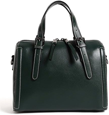 XinMaoYuan Leather Bag Ladies' Handbag Of Boston Ladies' Leather Handbag Single Shoulder Bag Pure Color Pillow Type Zipper Bag,Green