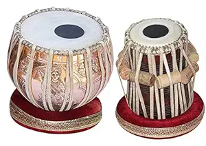 ARCHI Musicals Concert Goddess Saraswati Tabla Set, 3.75 To 4 Kg Copper Bayan, Finest Dayan (5 Inch F# Scale Tabla)