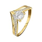 Jacques Lemans Damen Ring 375/- Gold Glänzend Zirkonia gelb 490370033