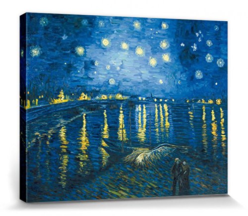 1art1 Vincent Van Gogh - Noche Estrellada sobre El Ródano, 1888 Cuadro, Lienzo Montado sobre Bastidor (50 x 40cm)