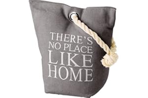 LB H&F Lilienburg Türstopper schwer 2 kg Stoff Sack Grau Vintage Seil "Theres No Place Like Home " (Grau 1)