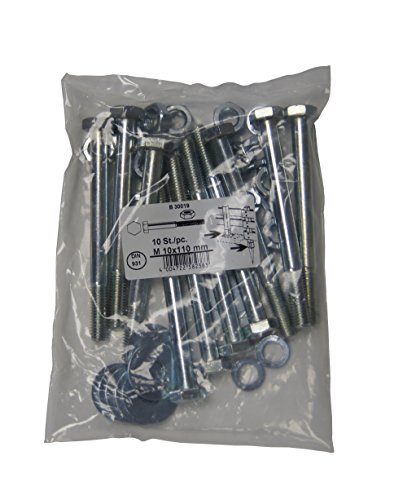 Connex 10 Sechskantschrauben im Set, 10 x 110 mm mit Muttern, Federringen und Karosseriescheiben, verzinkt, B30019 - 2