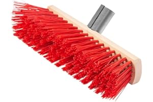 ToM PaR Straßenbesen | Besen | Kehrbesen mit Stielhalter aus Metall | Ohne Stiel | | Breiter Industriebesen | Saalbesen | Gartenbesen | Großraumbesen | Terrasse | Garage | Garten | 30 cm, Rot