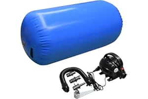 HOME U Air Rolle turnen Aufblasbare Luft Rollen Yoga Gymnastik Zylinder Gym Air Barrel mit Pumpe (Blau, 120x90cm)