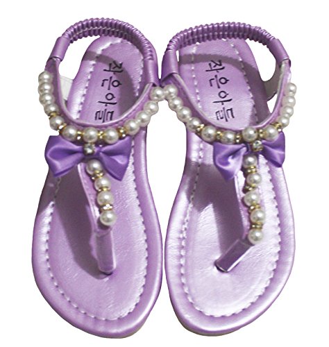 Petitebelle Chaussures Fille T Bracelet Perles Arc Sandales Plates Tee-Shirts 601 9,5 M US Enfant en Bas âge Lavande