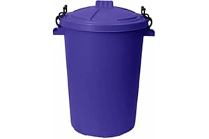 JMS we create smile 50L Plastic Bin/Waterproof/Rodent Proof for Outdoor/Animal Feed Food Storage with Locking Lid (Purple)