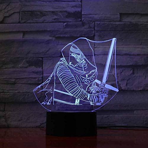 Creative Lightsaber Warriors Night Lights 3D LED Sleep Lighting Luminaria USB Mesita de noche Lámpara para niños Regalos Decoración