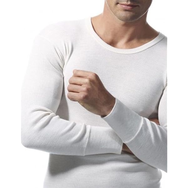RAGNO Maglia Uomo Manica Lunga Girocollo in Costina 2x1 Pesante Pura Lana  Merino (Bianco Lana, Tg.4°) : Amazon.it: Abbigliamento