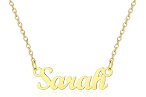 Custom4U Custom Name Necklace,Personalised Nameplate Jewellery Gifts for Women Girl Mum,Silver/Gold/Black,with 16+2''/40+5cm Chain,(with Gift Box)