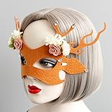 Smile YKK Hirsch Filz Damen Blüte Anlass Party Mascken Cosplay Ausschnittmaske Karneval Maske Augenmaske Venezianische Masken Mit Seidenband Braun - 