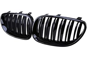 Ricoy Pour berline 2003-2010 E60 E61 M5 - Noir brillant - Double palmes - Grille à lamelles - Série 5 520i 535i 550i