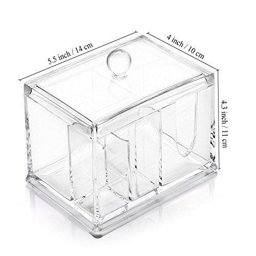 Boxalls Klar Acrylic Makeup Cotton Organizer Wattestäbchen Aufbewahrungskiste Jewelry Schmuck Box Baumwoll Organisator - 2