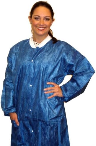 Enviroguard ViroGuard Fabric Lab Coat with Knit Collar and Elastic Wrists, Disposable, Blue, 4X-Large (Case of 50)