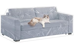 Jassoka Plastic Loveseat Cover 84" W x 40" D x 36" RH x 18" FH Plastic Couches Cover for Pets Scratch Proof Plastic Furniture Covers Protectors Heavy Duty Vinyl Waterproof Slipover