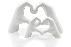 HUHOTE Heart Shape Hand Statue, Heart Hand Sculpture, Love Finger Statue, Heart Hands Statue, Gesture Statues and Sculptures, Romantic Statue, Home Decoration for Living Room, Room, Office, White (2 Pieces)