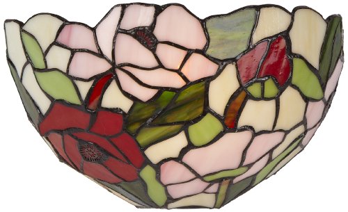 Lighting Web Co - Pantalla para lámpara de pared (cristal Tiffany), diseño de amapola, multicolor