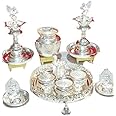 crafting with love a beautiful german silver pooja thali set combo with peacock diya set