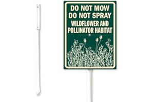 Geroclonup Wildflower And Pollinator Habitat Sign Do Not Mow Spray Yard Sign with Stake Outdoor Yard Sign Rustproof Aluminum Sign Fade Resistant Lawn Decoration for Outdoor Garden Lawn 20x30cm