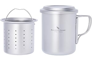 Boundless Voyage Titanium Camping Cup with Filter Collapsible Cup Lightweight Outdoor Mug Tea Coffee Maker 15.2 floz-Ti3056D