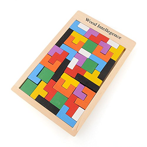 BSD CHANNEL Tangram Puzzle di Legno - Tetris - Giocattolo di Legno Montessori