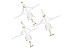 BICMTE Plasterboard Wall Plugs & Screws—Expanding Barrel—Anti Rotate Ribs—Barbed Jaws—Superior Tight Grip—Strong Hold—Hollow Drywall Cavity Raw Wall Fixings- Countersunk Screws (30Anchor + 30Screw)60pcs