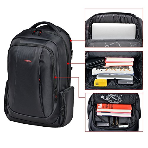 Slotra Laptop Rucksack 12,1-15,6 Zoll Business Damen Herren Schwarz Wasserdicht Diebstahlschutz,49*17*33cm - 4