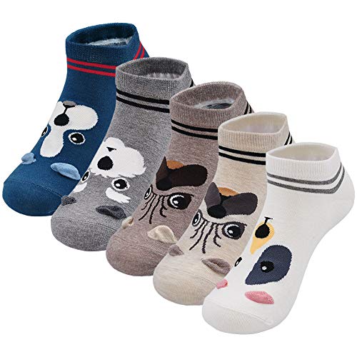 PUTUO 5 Paia Calze Fantasia Donna Natale | Animali E Pupazzi Di Neve | Cotone Morbido Taglia 36-41 | Regalo Divertente