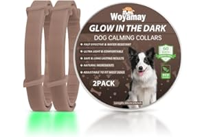 Woyamay Collare Calmante per Cani, Collare Luminoso per Cani Calmante Anti-ansia Regolabili, Collare Cane ai Feromoni Calmante Naturale a 60 Giorni per Cani di Tutte le Taglie, Marrone 2 pezzo