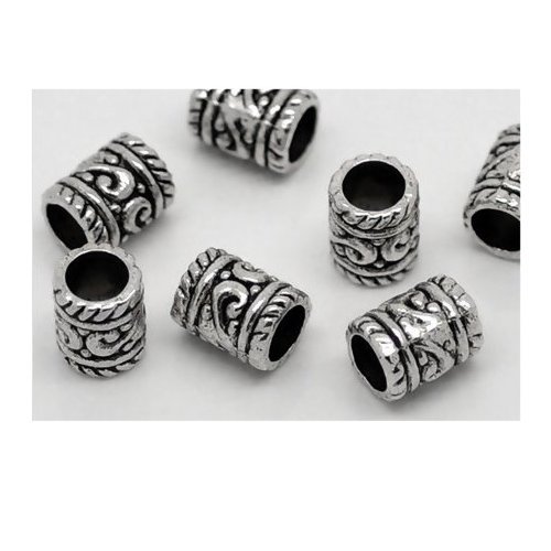Dreadz Silver Tube Hair Beads x 3