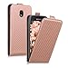 Price comparison product image kwmobile Vertical Flip Case for Samsung Galaxy J3 (2017) DUOS - PU Leather Protective Flip Cover with Magnet - Rose Gold