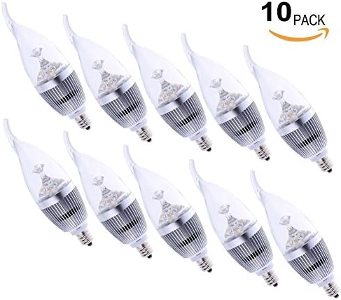 Possec E14 3W Cool White 6500K 220V Non-dimmable LED Candelabra Light Bulbs Pack of 10