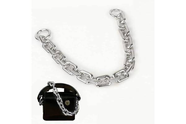FRUHLING 35cm Sac à Main Court chaîne de Poche, Sangle Plate en Alliage, chaîne de Poche, Sangle de Sac en métal, Sangle de Poche, chaîne pour Sac à Main, Sac à Main (Argent 160g)