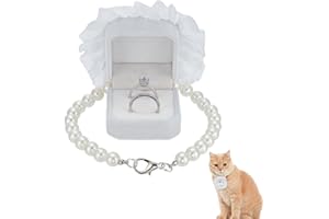 FINGERINSPIRE Collier de Chien de Mariage en Perles Avec Boîte à Bagues Boîte de Présentation pour Collier de Chien Amovible Blanche 29.8cm Avec Colliers de Perles et Fermoir pour Demande en Mariage