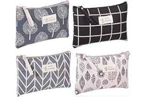 Kleine Kosmetiktasche, Weinsamkeit 4 Stück Reise Kosmetiktasche, Segeltuch Multifunktionale Makeup Tasche, Tragbare Kulturbeutel, Reißverschluss-Münztasche Aufbewahrungstasche für Damen (B)