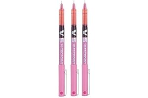 Pilot BX V5 Hi-Tecpoint Lot de 3 stylos roller à pointe extra fine 0,5 mm Trait 0,3 mm Rose