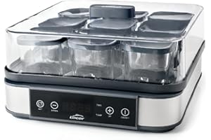 Lacor - 69439 - Yogurtera de Vasos Deva, 9 Tarros de Cristal Incluidos, Temperatura Ajustable, Temporizador, Apagado Automático, Incluye Recetario, 100% Libre de BPA, 170ml x 9